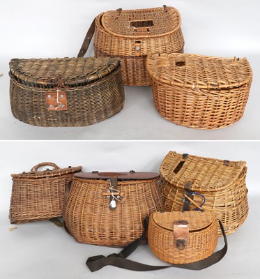 Lot 66 - A Collection of Seven Wicker Creels