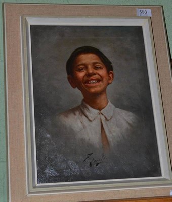 Lot 598 - An Italian oil on canvas portrait of a boy signed Riteortelli?