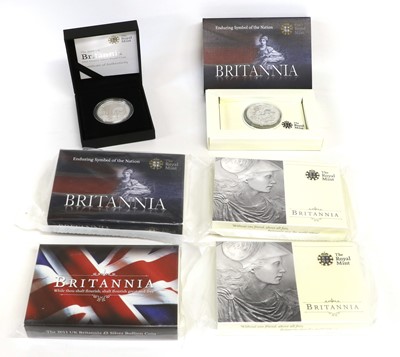 Lot 41 - 6x UK Silver Britannia Coins, 1oz fine silver...