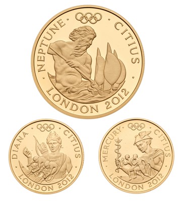 Lot 144 - Royal Mint, The Gold Series, Faster 3-coin Set...