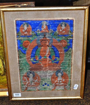 Lot 608 - A distressed oil on linen study of a Buddha