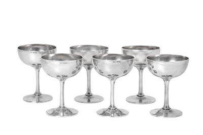 Lot 2126 - A Set of Six Elizabeth II Silver Champagne-Saucers