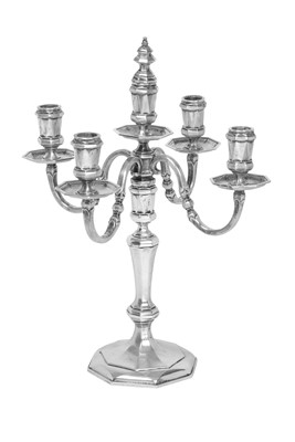 Lot 2123 - An Elizabeth II Silver Five-Light Candelabra