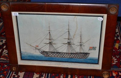 Lot 612 - Spanish School; an early 19th century ships portrait, ";View of the English Ship San Vincente...