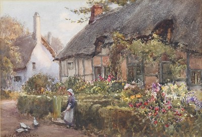 Lot 1106 - Joseph W Milliken (1887-1930) Thatched cottage...