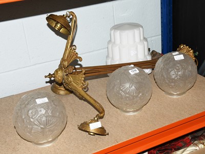 Lot 1316 - A Brass Three Light Ceiling Fitting, with...