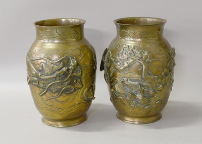 Lot 213 - A Pair of Early 20th Century Bronze Vases,...