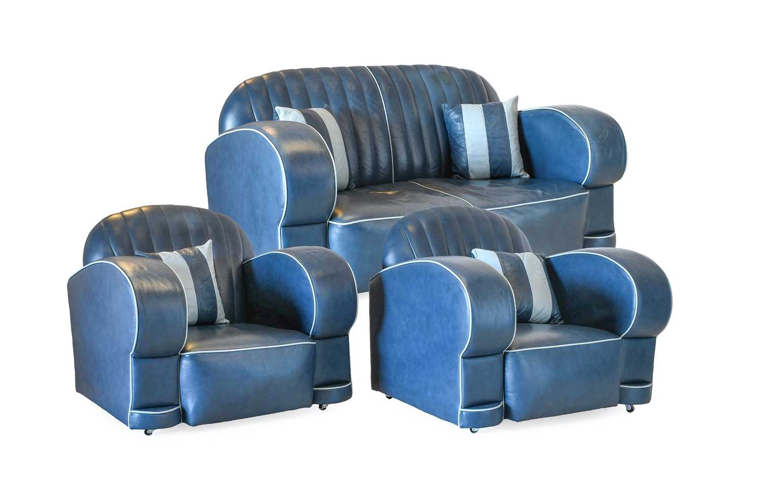 Lot 366 - An Art Deco Three Piece Suite, re-upholstered...