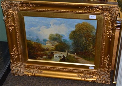 Lot 624 - Near Sutcilffe Wood, nr Sheffield, Hawksworth, river scene with figures, oil on canvas