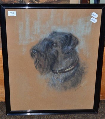 Lot 626 - M* D* H*, portrait of a dog, signed pastel, 58cm by 48cm