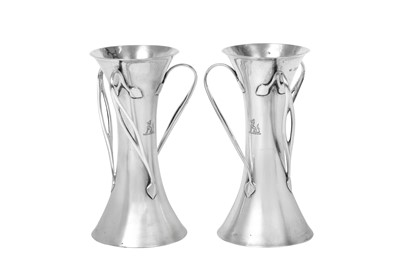 Lot 2104 - A Pair of Edward VII Silver Vases