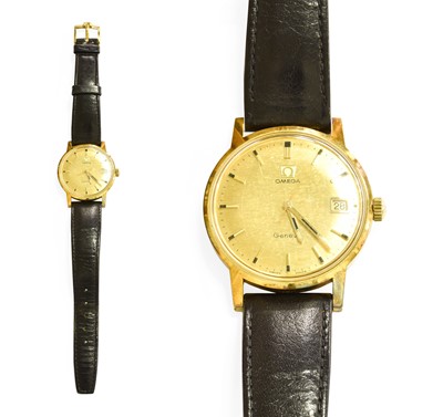 Lot 53 - A Gold Plated Omega Geneve Calendar Centre...