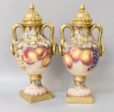 Lot 288 - A Pair of Royal Worcester Style Porcelain Twin...