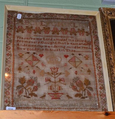 Lot 634 - Framed sampler, dated 1832