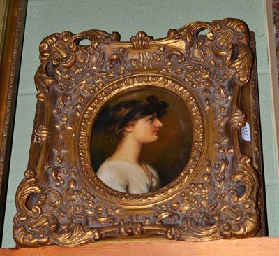 Lot 635 - A reproduction gilt framed oil on board depicting a lady