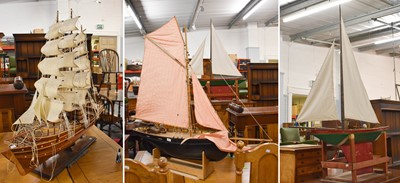 Lot 394 - Three Large Wooden Boats: (i) Three masted...