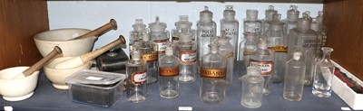 Lot 171 - Various Clear Glass Apothecary Bottles, three...