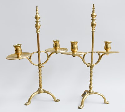 Lot 240 - A Pair 17th Century Style Brass Adjustable...