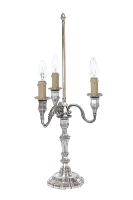 Lot 2084 - A French Silver Plate Three-Light Candelabrum