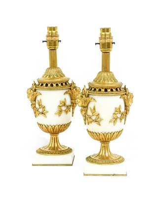 Lot 163 - A Pair of Gilt Metal Mounted White Marble...