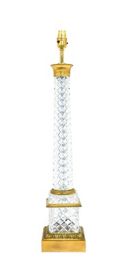 Lot 230 - A Gilt Metal Mounted Cut Glass Lamp Base, 20th...