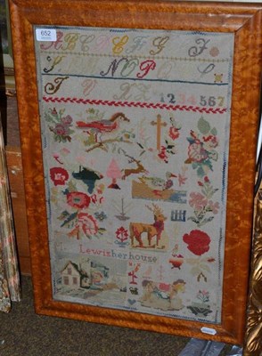 Lot 652 - A late 19th century sampler in birdseye maple frame