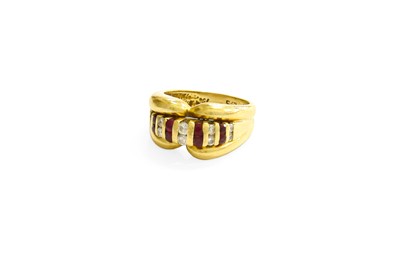 Lot 65 - A Ruby and Diamond Ring, graduated pairs of...