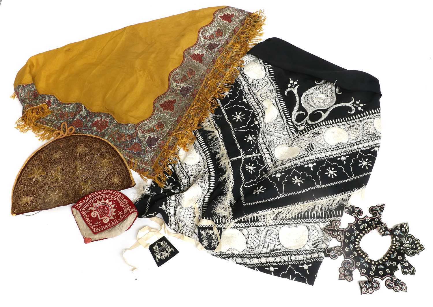 Lot 2175 - Eastern Textiles comprising an ochre yellow