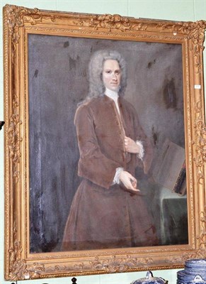 Lot 658 - Follower of P Lely; 18th century, 3/4 length portrait of a gentleman wearing a brown jacket and...