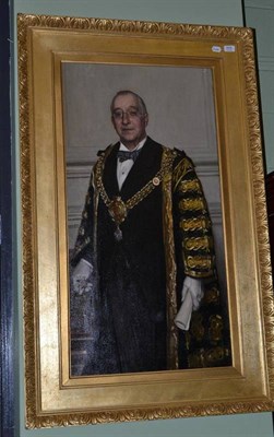 Lot 659 - English School (20th/21st century) portrait of a lord mayor, oil on canvas, 101cm by 52cm