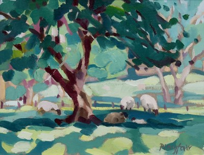 Lot 1114 - Annabel Playfair (Contemporary) Sheep at rest...