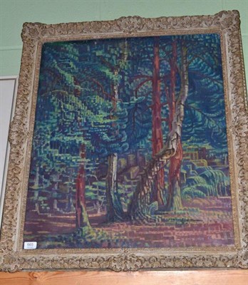 Lot 665 - Monington, a cubist study of trees, oil on canvas