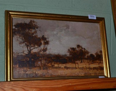 Lot 669 - James Taylor; ";Kentish Landscape";, pair of oils on panel, Lefevre Gallery label verso, both...