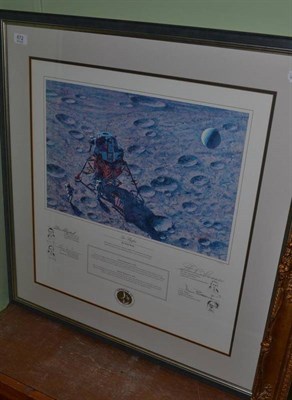 Lot 672 - Limited edition print ";In Flight"; by Alan Bean signed by Alan B Shepherd, Edgar Dean...