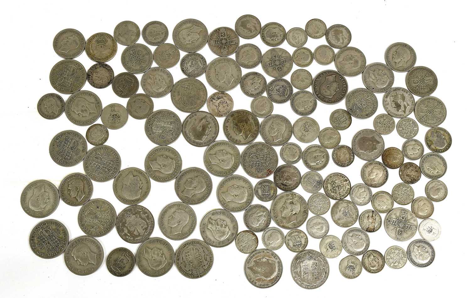 Lot 62 - Mixed Pre-1947 Silver Coinage, 50% silver,...