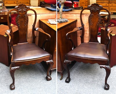 Lot 1367 - A Pair of 18th Century Style Carver Chairs, on...