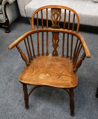 Lot 1267 - A 19th Century Elm and Yew Windsor Armchair