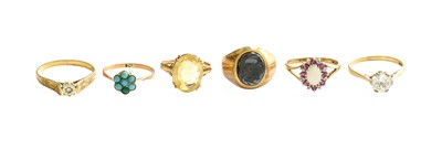 Lot 108 - Three 9 Carat Gold Rings, including a cubic...