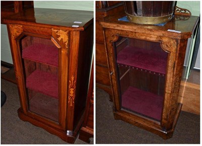 Lot 683 - A Victorian burr walnut glazed cabinet with boxwood marquetry inlay and another (2)