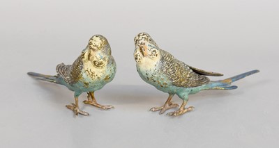 Lot 186 - A Pair of Cold Painted Bronze Budgerigars