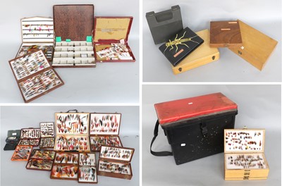 Lot 111 - An Assortment of Flies and Wooden Reservoir Boxes