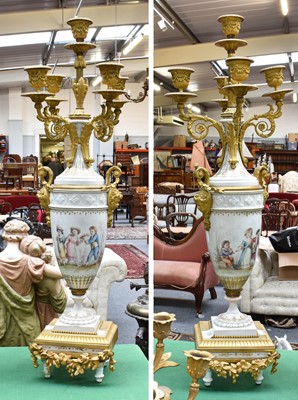 Lot 336 - A Pair of 19th Century Gilt Ormolu and Painted...