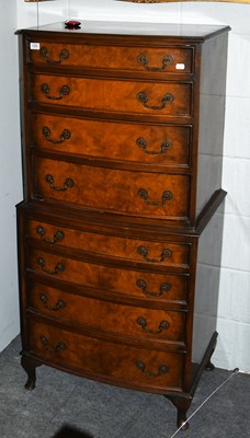 Lot 1282 - A Georgian Style Walnut Bow Fronted Chest on...