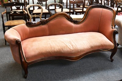 Lot 1263 - A Victorian Mahogany Framed Chaise Longue, 207cm