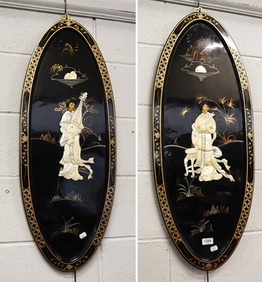 Lot 1344 - A Pair Of Japanese Mother of Pearl Inlay Black...