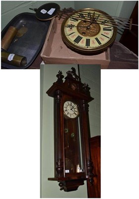 Lot 700 - A twin weight Vienna wall clock and another sprung driven movement, pendulum and two weights