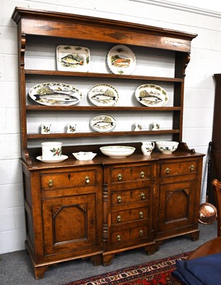 Lot 1205 - An 18th Century Oak Dresser and Rack, with...