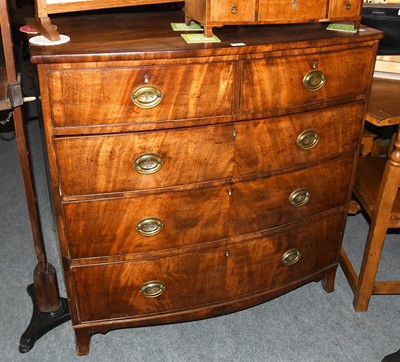 Lot 1291 - A George III Mahogany Bow Front Chest, 105cm...