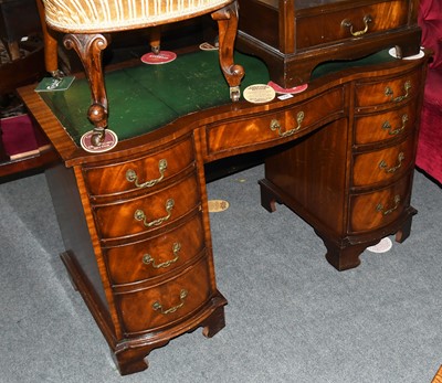 Lot 1296 - A Reproduction Leather Inset Kneehole Desk,...