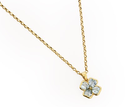 Lot 279 - A Blue Topaz Pendant on Chain, the pendant in...